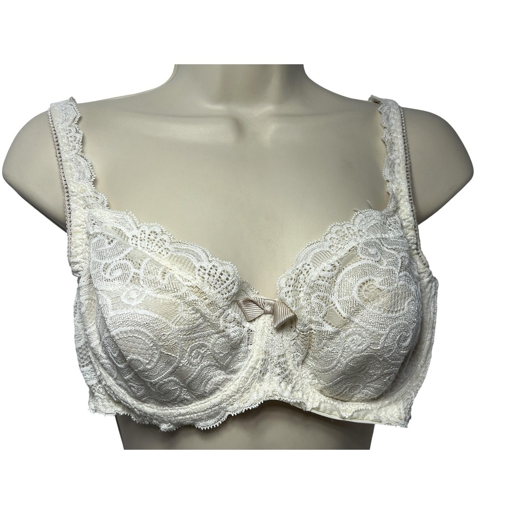 Playtex Bra Womens 38C White Floral Lace Minimizer Underwire Full Coverage Lined